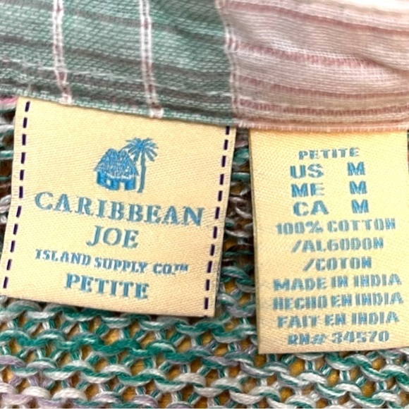 Caribbean Joe Lightweight Plaid Button Up Top with Roll Tab Sleeves - Picture 11 of 11